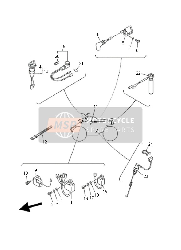 2XJ825100200, Hoofdschakelaar Assy, Yamaha, 0