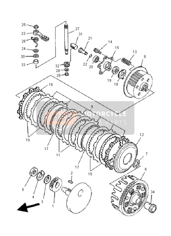 Yamaha YFM350 WARRIOR 2000 Clutch for a 2000 Yamaha YFM350 WARRIOR