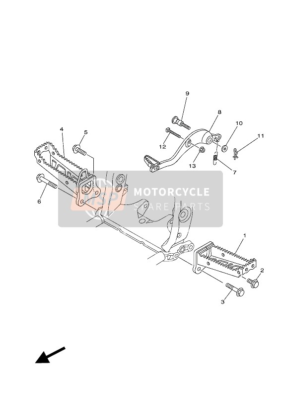 Yamaha YZF450R 2017 In Piedi & Poggiapiedi per un 2017 Yamaha YZF450R