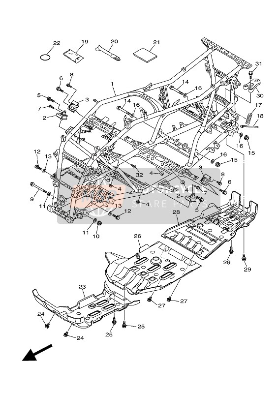 Yamaha YFM700FWAD GRIZZLY 700 EPS 2017 Frame for a 2017 Yamaha YFM700FWAD GRIZZLY 700 EPS