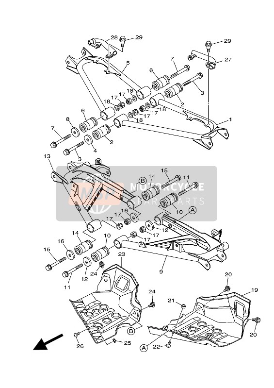 Yamaha YFM700FWAD GRIZZLY 700 EPS 2017 Rear Arm for a 2017 Yamaha YFM700FWAD GRIZZLY 700 EPS