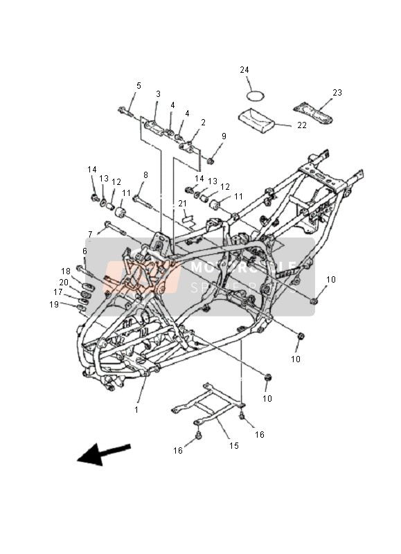 Yamaha YFM350 WARRIOR 2000 Frame for a 2000 Yamaha YFM350 WARRIOR