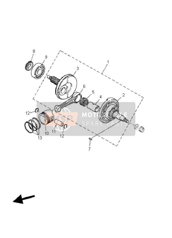 Yamaha YFM80R 2003 Crankshaft & Piston for a 2003 Yamaha YFM80R