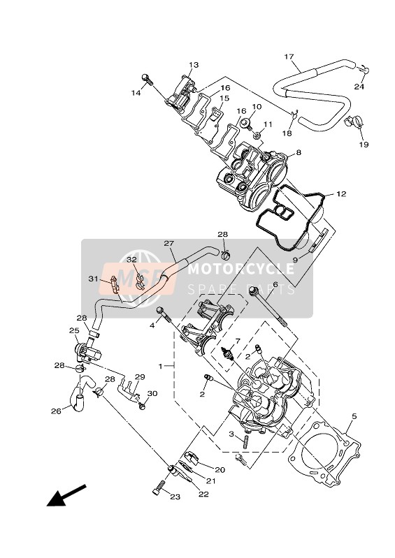 Yamaha YFM700FWB KODIAK 700 2018 Testata per un 2018 Yamaha YFM700FWB KODIAK 700