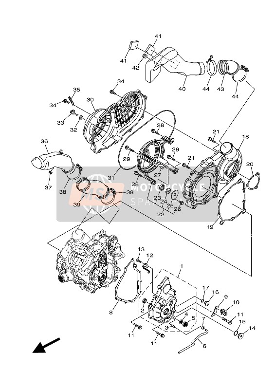 Yamaha YFM700FWB KODIAK 700 2018 Crankcase Cover 1 for a 2018 Yamaha YFM700FWB KODIAK 700