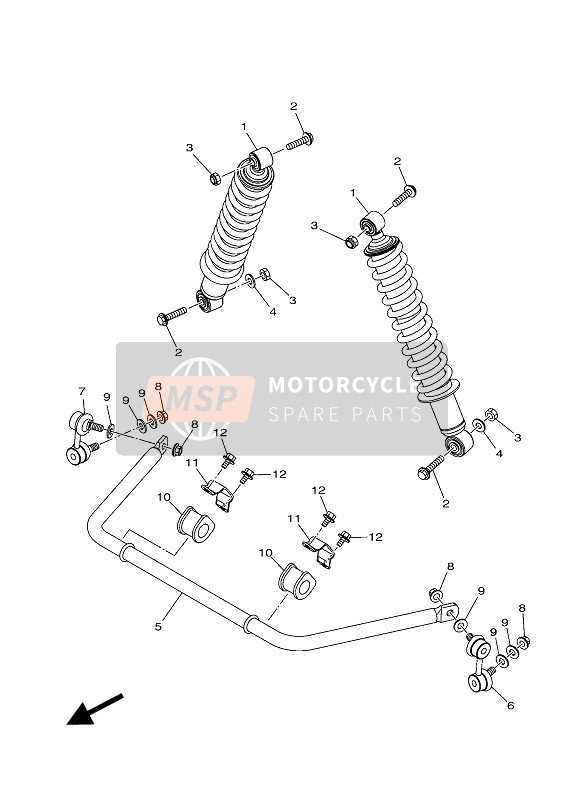 Yamaha YFM700FWB KODIAK 700 2018 Suspension arrière pour un 2018 Yamaha YFM700FWB KODIAK 700