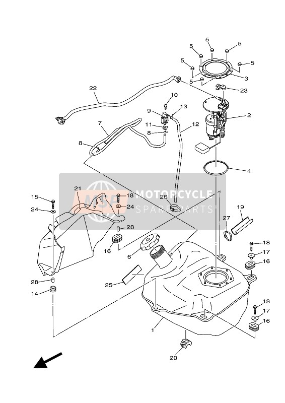 Yamaha YFM700FWB KODIAK 700 2018 Serbatoio di carburante per un 2018 Yamaha YFM700FWB KODIAK 700