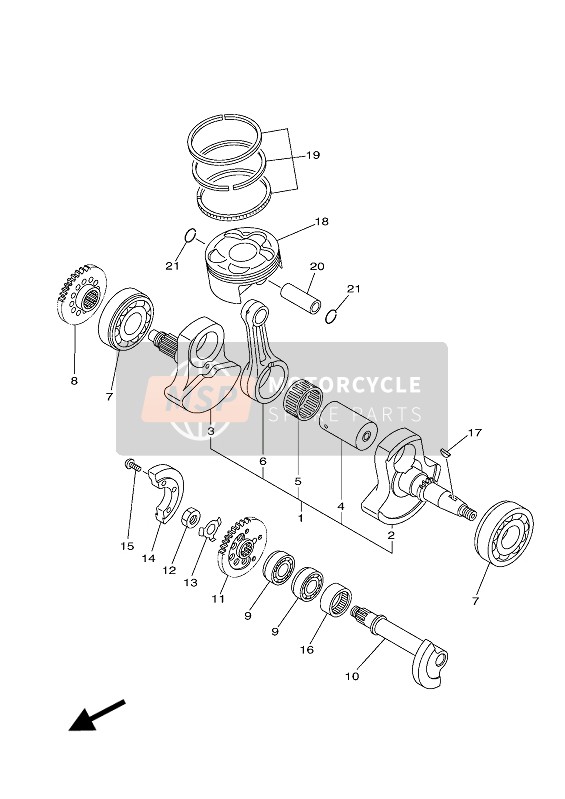 Yamaha YFZ450R 2018 Albero motore & Pistone per un 2018 Yamaha YFZ450R