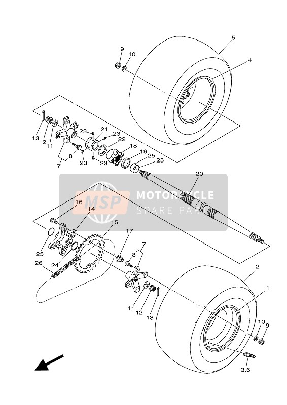 Yamaha YFZ450R 2018 Ruota posteriore (Per DPBSE) per un 2018 Yamaha YFZ450R