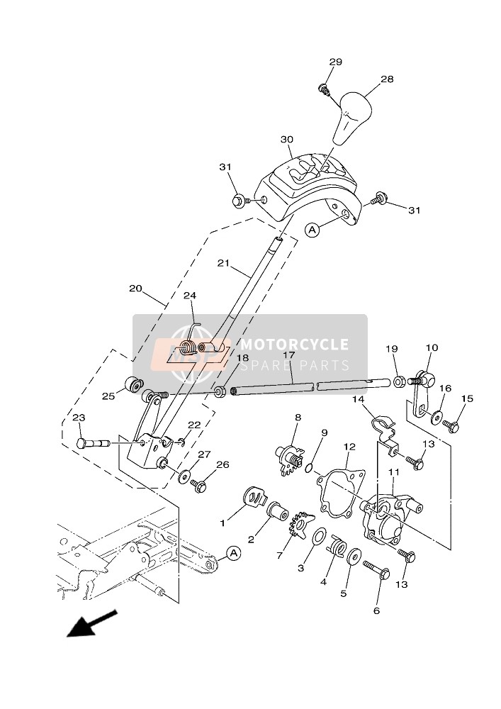 Yamaha YFM450F KODIAK 2019 Shift Shaft for a 2019 Yamaha YFM450F KODIAK