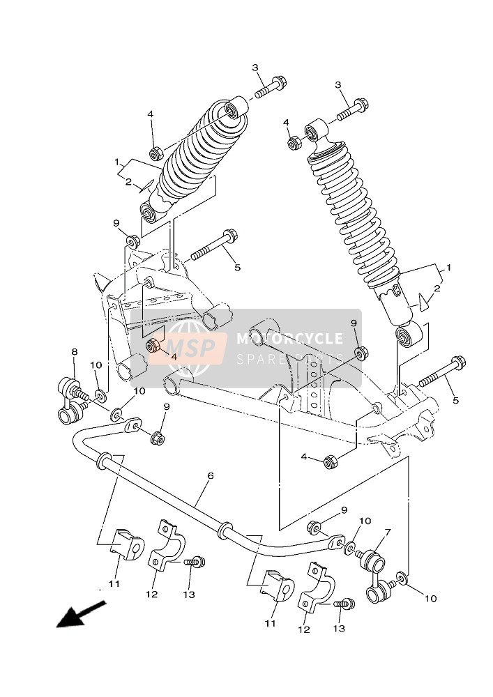 Yamaha YFM450F KODIAK 2019 Sospensione posteriore per un 2019 Yamaha YFM450F KODIAK