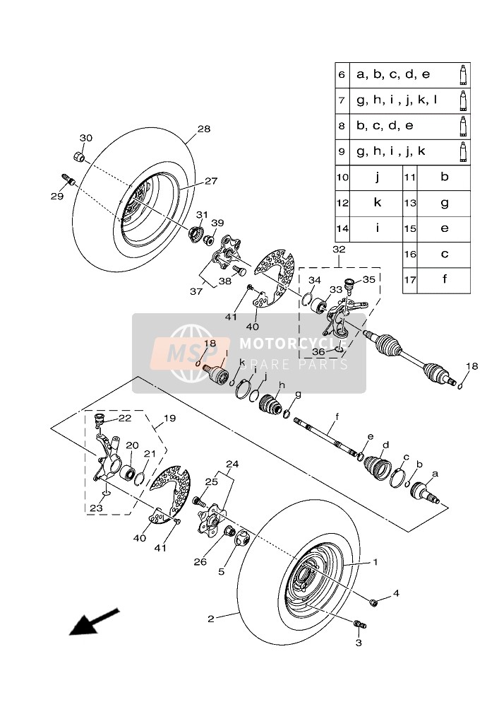 Yamaha YFM450F KODIAK 2019 Front Wheel for a 2019 Yamaha YFM450F KODIAK