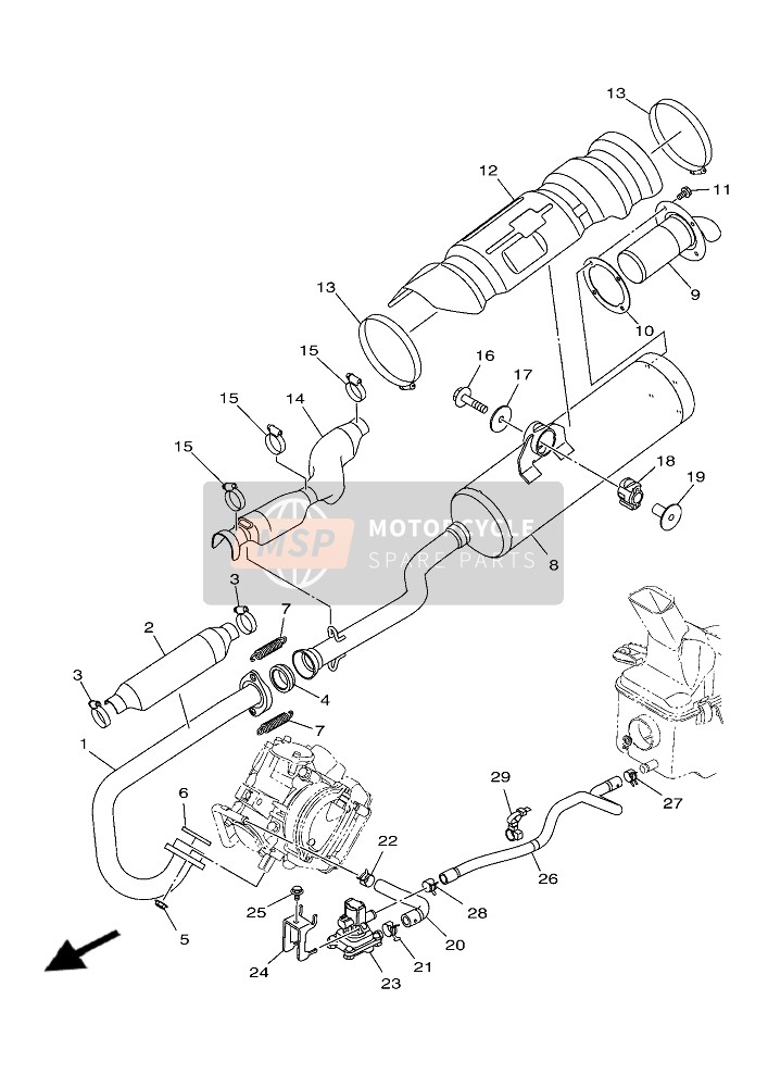 Yamaha YFM450F KODIAK EPS (MDBM2) 2019 Uitlaat voor een 2019 Yamaha YFM450F KODIAK EPS (MDBM2)