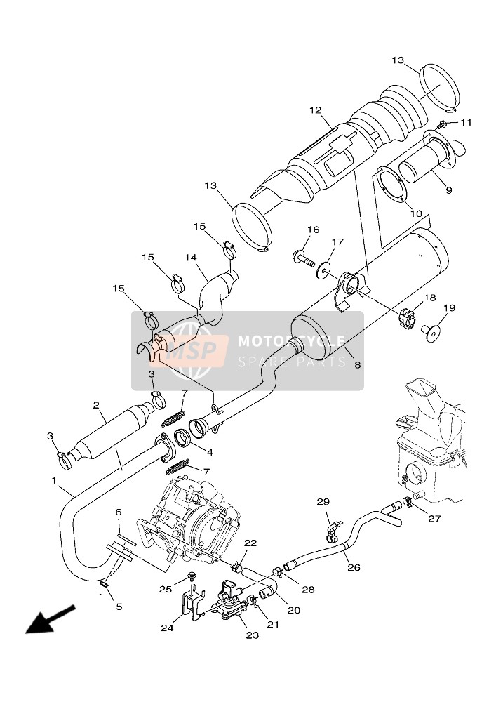 Yamaha YFM450F KODIAK EPS (PDG)(DPBSN) 2019 Échappement pour un 2019 Yamaha YFM450F KODIAK EPS (PDG)(DPBSN)