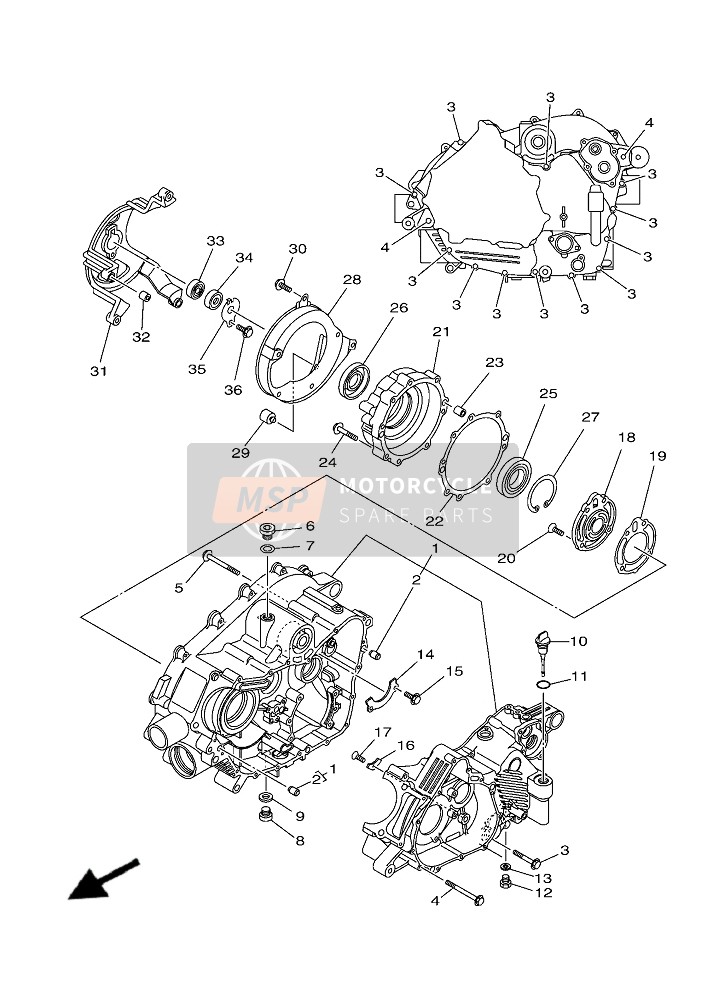 Yamaha YFM450F KODIAK EPS (PDG)(DPBSN) 2019 Kurbelgehäuse für ein 2019 Yamaha YFM450F KODIAK EPS (PDG)(DPBSN)