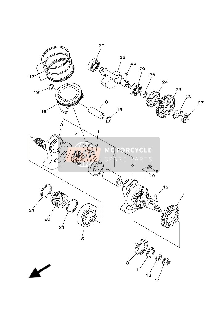 Yamaha YFM700F GRIZZLY 700 EPS YAMAHA BLACK 2019 Albero motore & Pistone per un 2019 Yamaha YFM700F GRIZZLY 700 EPS YAMAHA BLACK