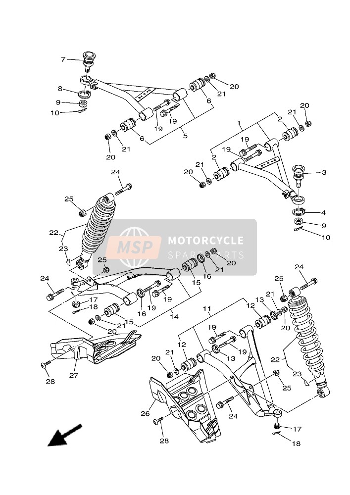 Yamaha YFM700F GRIZZLY 700 EPS YAMAHA BLACK 2019 Suspensión delantera & Rueda para un 2019 Yamaha YFM700F GRIZZLY 700 EPS YAMAHA BLACK