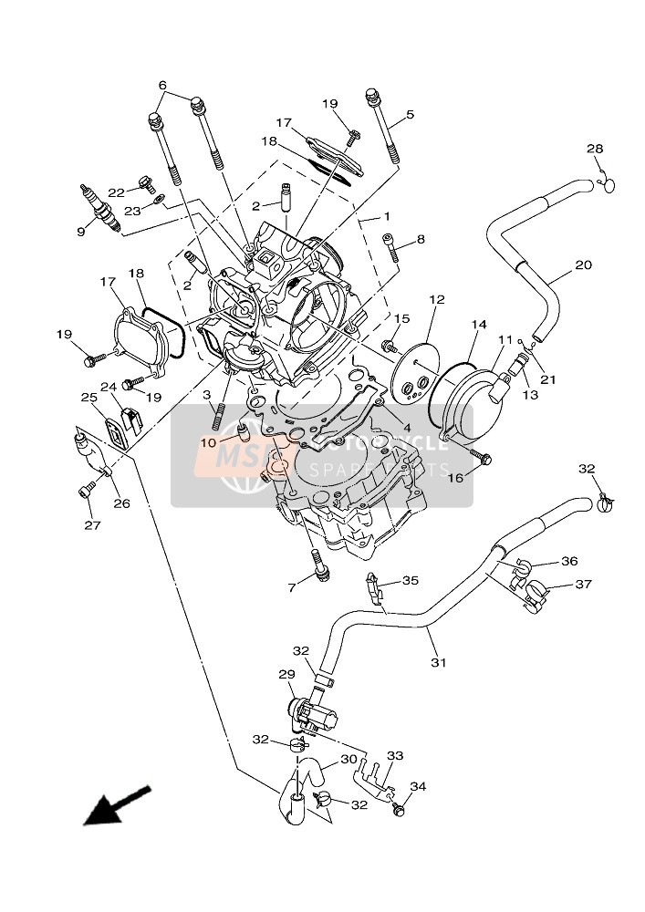 Yamaha YFM700F KODIAK 700 2019 Cabeza de cilindro para un 2019 Yamaha YFM700F KODIAK 700