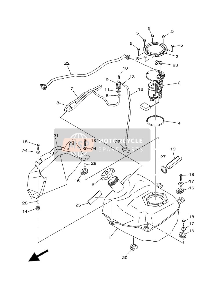 Yamaha YFM700F KODIAK 700 2019 Serbatoio di carburante per un 2019 Yamaha YFM700F KODIAK 700