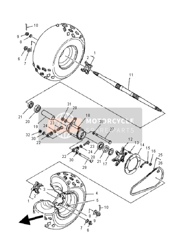 Yamaha YFM350 WARRIOR 2000 Ruota posteriore per un 2000 Yamaha YFM350 WARRIOR