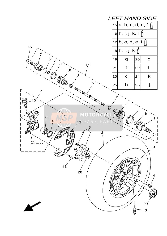 Yamaha YFM700F KODIAK 700 EPS (LGB)(MDBM2) 2019 Front Wheel for a 2019 Yamaha YFM700F KODIAK 700 EPS (LGB)(MDBM2)