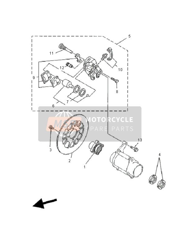 Yamaha YFM350 WARRIOR 2000 Rear Brake for a 2000 Yamaha YFM350 WARRIOR