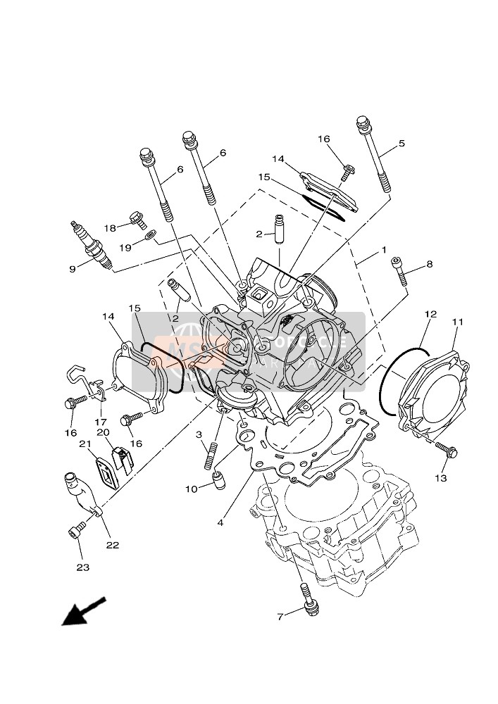 Yamaha YFM700R (DNSR) 2019 Cilinderkop voor een 2019 Yamaha YFM700R (DNSR)