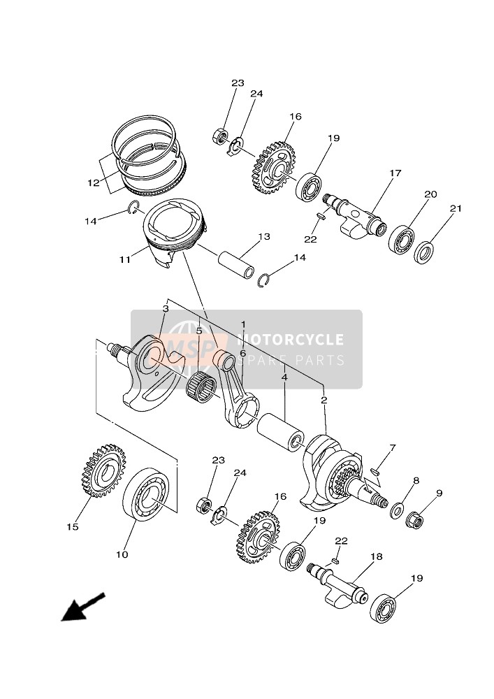 Yamaha YFM700R (DNSR) 2019 Cigüeñal & Pistón para un 2019 Yamaha YFM700R (DNSR)