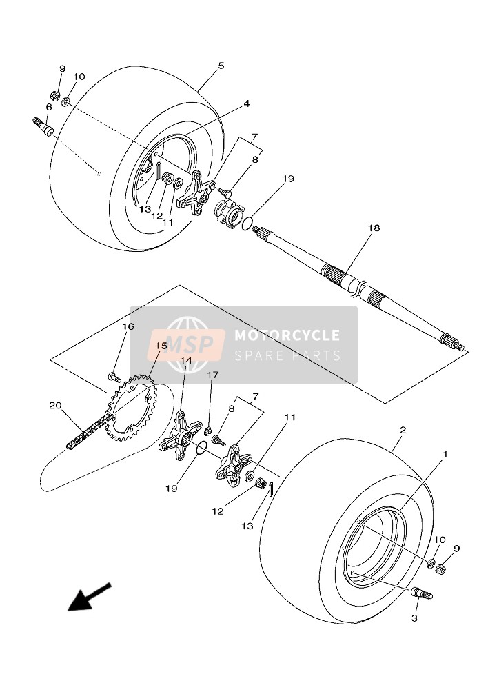 Yamaha YFM700R (DNSR) 2019 HINTERRAD für ein 2019 Yamaha YFM700R (DNSR)