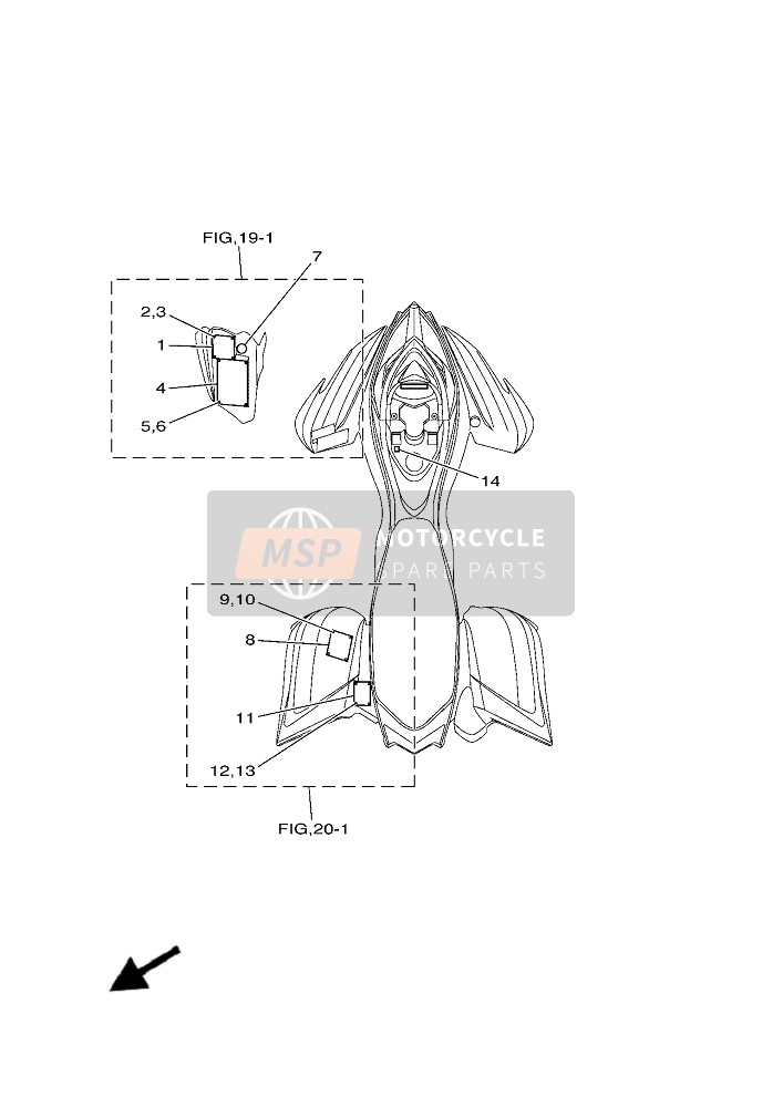 Yamaha YFM700R (DNSR) 2019 Emblema & Etichetta 1 per un 2019 Yamaha YFM700R (DNSR)