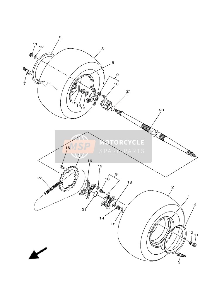 Yamaha YFM700R (BNS5)(DRSH) 2019 Ruota posteriore per un 2019 Yamaha YFM700R (BNS5)(DRSH)