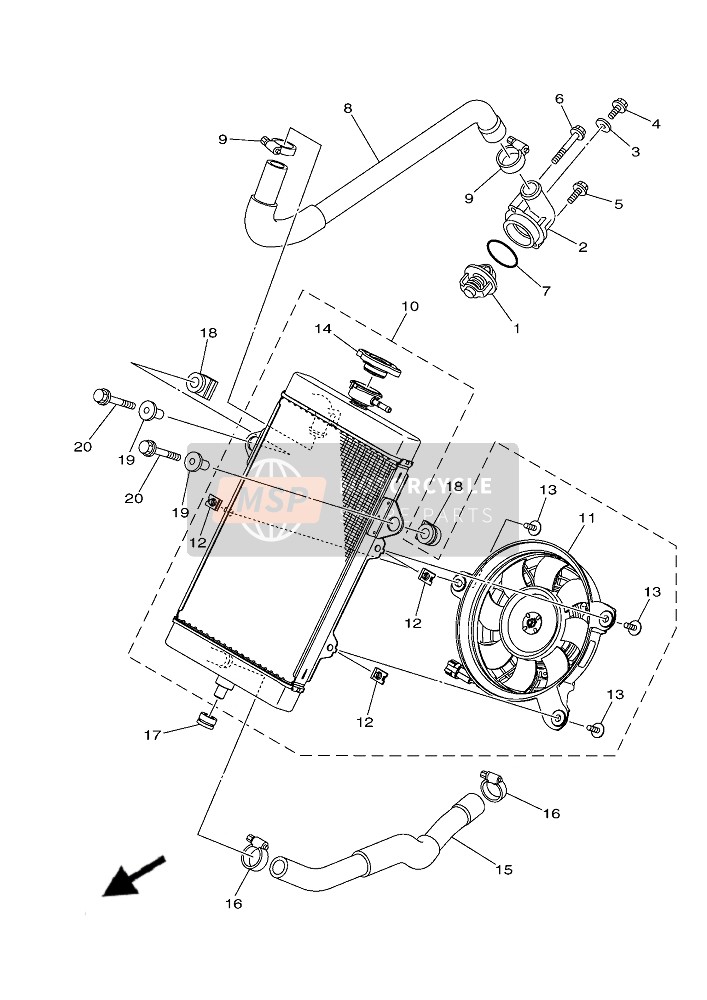 Yamaha YFM700R (DPBSE) 2019 Radiator & Hose for a 2019 Yamaha YFM700R (DPBSE)