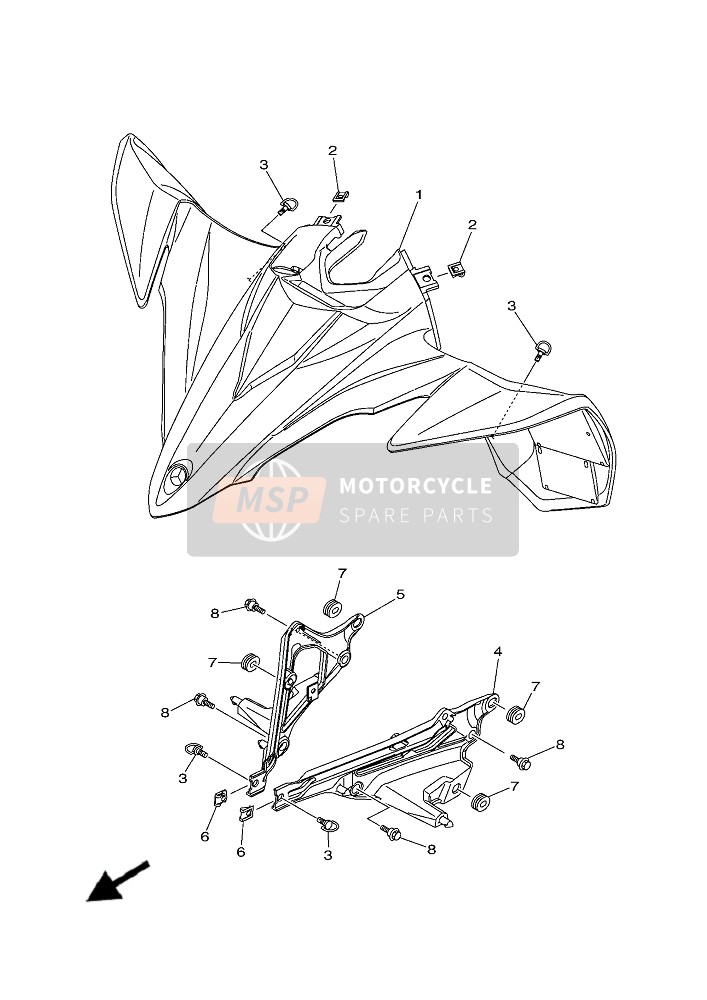 1TDF1500M000, Voorspatbord Assy, Yamaha, 0