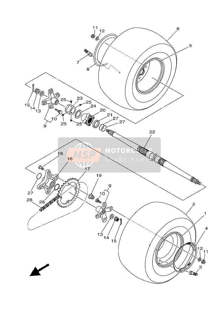 Yamaha YFZ450R (BNS5) 2019 Rear Wheel for a 2019 Yamaha YFZ450R (BNS5)