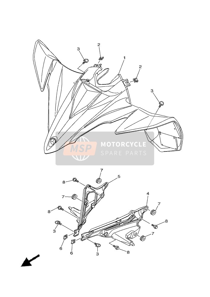 Yamaha YFZ450R (DPBSE) 2019 Vorderer Kotflügel für ein 2019 Yamaha YFZ450R (DPBSE)