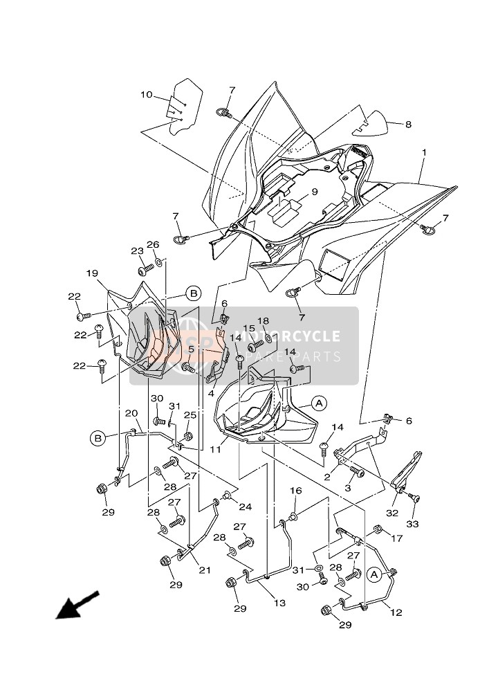 Yamaha YFZ450R (DPBSE) 2019 Parafango posteriore per un 2019 Yamaha YFZ450R (DPBSE)