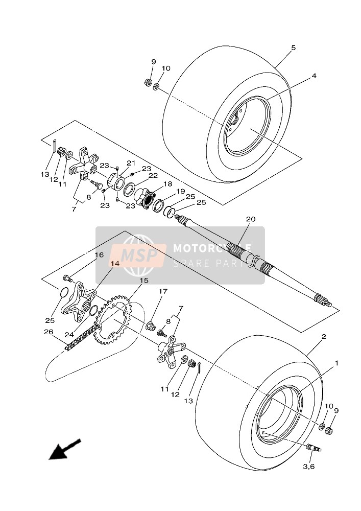 Yamaha YFZ450R (DPBSE) 2019 HINTERRAD für ein 2019 Yamaha YFZ450R (DPBSE)