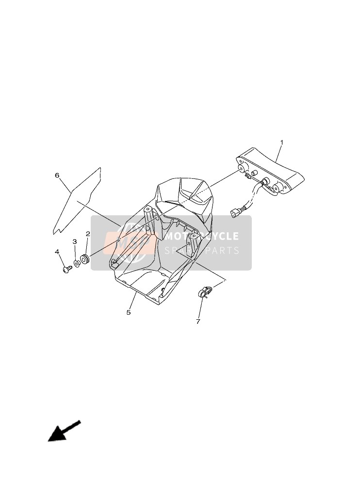 Yamaha YFZ450R (DPBSE) 2019 Achterlicht voor een 2019 Yamaha YFZ450R (DPBSE)