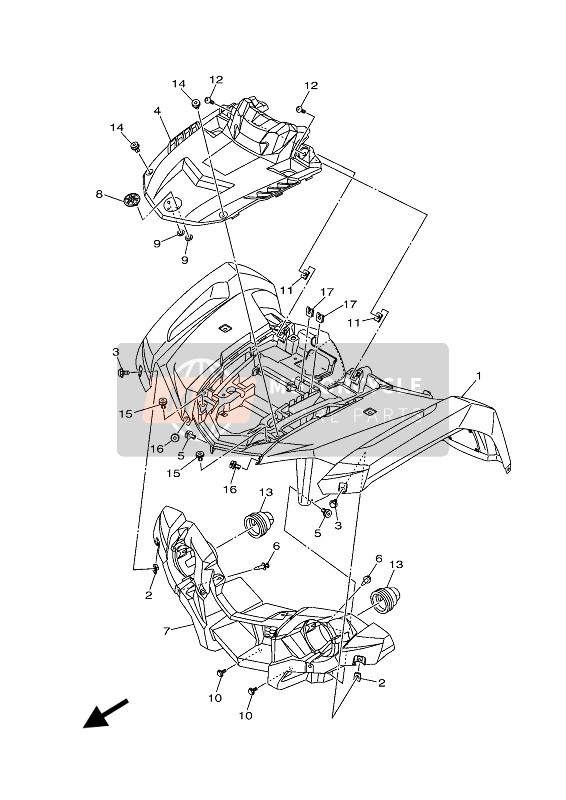 BB5F1500G100, Front Fender Assy, Yamaha, 0