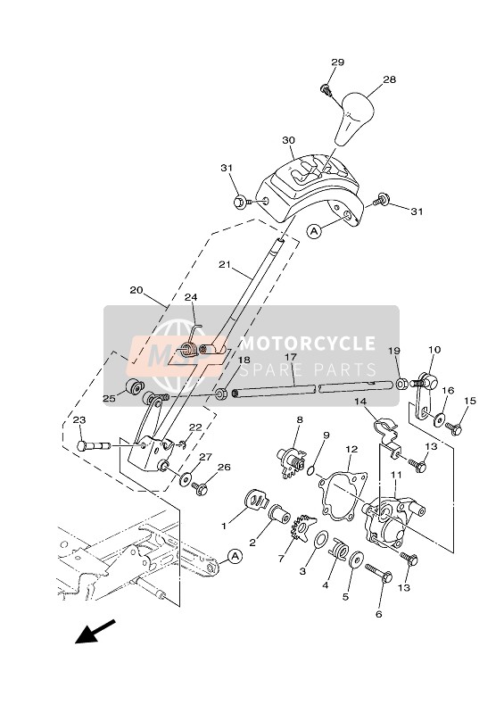 Yamaha KODIAK 450 EPS 2020 SHIFT SHAFT for a 2020 Yamaha KODIAK 450 EPS