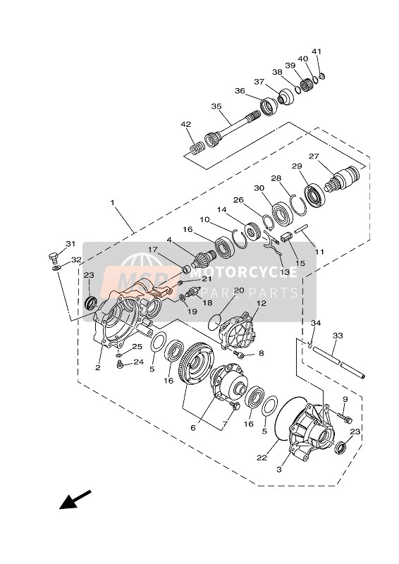 Yamaha KODIAK 450 EPS 2020 Differentieel voor voor een 2020 Yamaha KODIAK 450 EPS