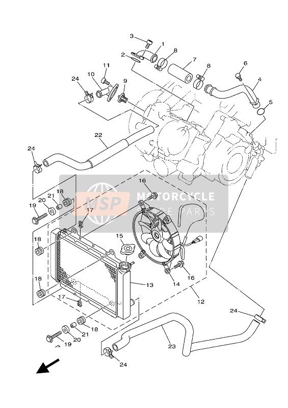 Yamaha KODIAK 450 EPS DIFF LOCK 2020 RADIATOR & HOSE for a 2020 Yamaha KODIAK 450 EPS DIFF LOCK