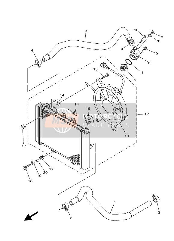 Yamaha KODAK 700 2020 RADIATOR & HOSE for a 2020 Yamaha KODAK 700