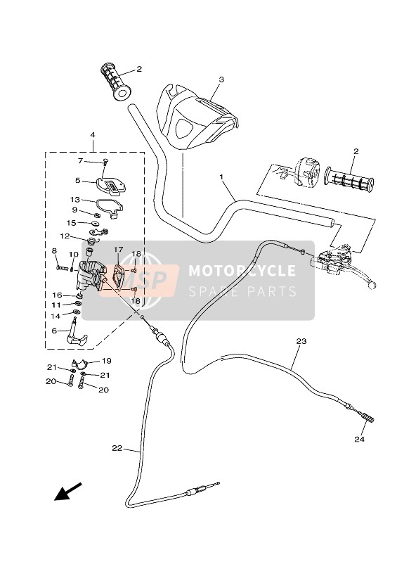 Yamaha KODAK 700 2020 Guidon et câble de direction pour un 2020 Yamaha KODAK 700