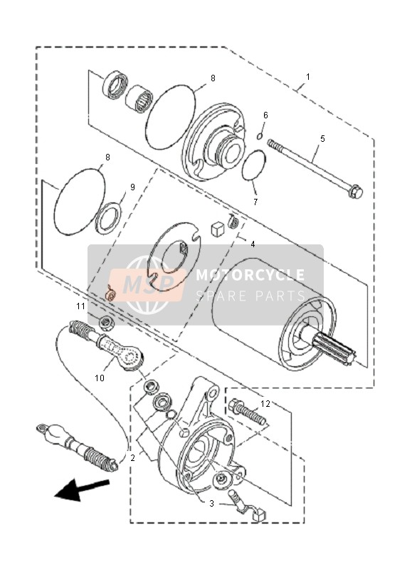 Yamaha YFM350 WARRIOR 2000 Startend Motor voor een 2000 Yamaha YFM350 WARRIOR