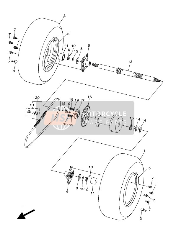 Yamaha YFM90R 2020 Posteriore Asse & Ruota per un 2020 Yamaha YFM90R