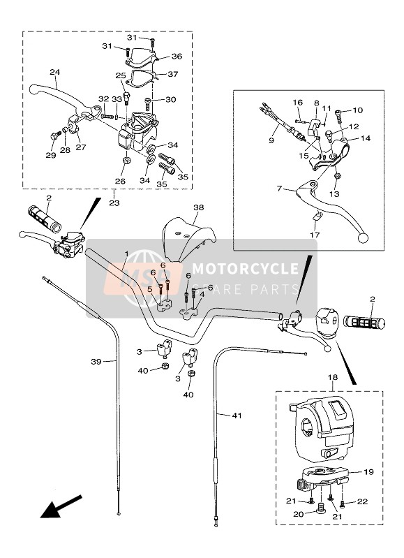 Yamaha YFM90R 2020 Poignée de direction & Câble pour un 2020 Yamaha YFM90R