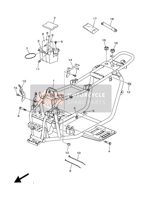 Yamaha YFZ250 2020 Frame voor een 2020 Yamaha YFZ250