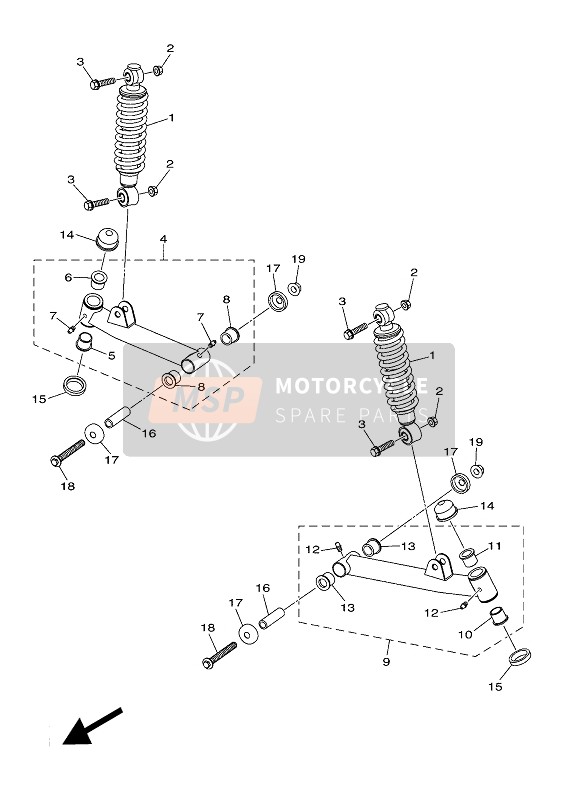 Yamaha YFZ250 2020 Suspensión delantera & Rueda para un 2020 Yamaha YFZ250