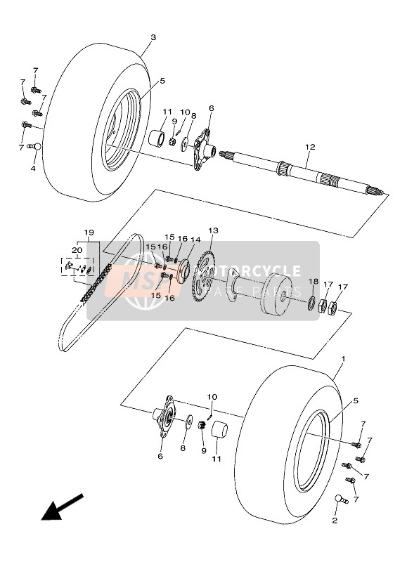 Yamaha YFZ250 2020 Posteriore Asse & Ruota per un 2020 Yamaha YFZ250